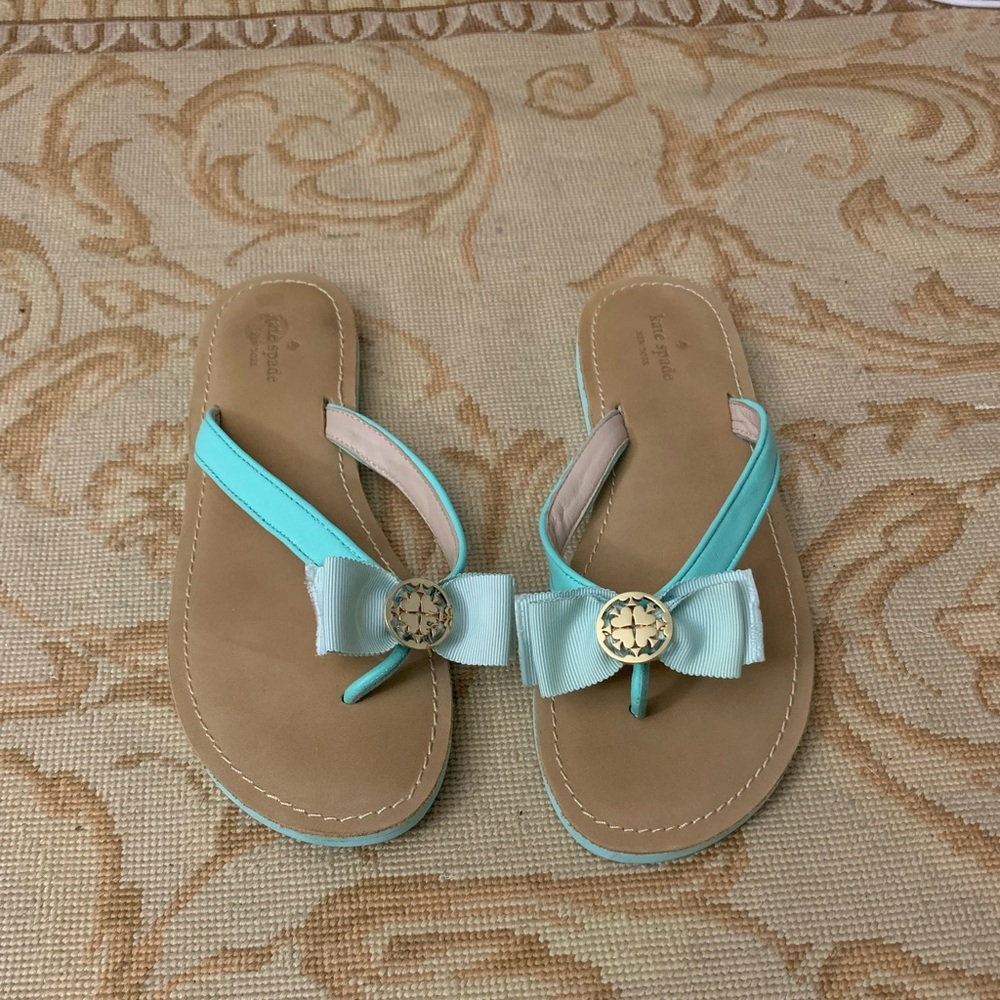 Kate Spade Teal Bow Flip Flops